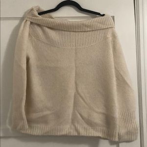 Tan over the shoulder sweater